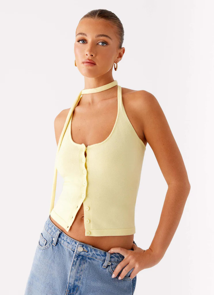 Madden Knit Scarf Top - Yellow | Peppermayo (Global)