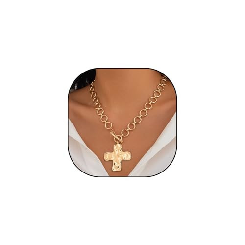 Chunky Necklace Chunky Cross Necklace for Women Big Cross Statement Necklaces Trendy Toggle Neckl... | Amazon (US)