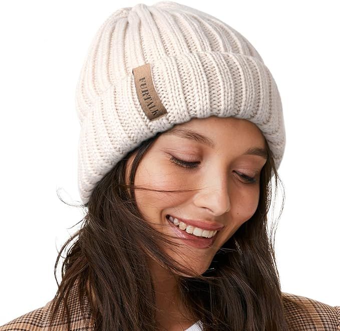 FURTALK Winter Hats for Women Fleece Lined Beanie Cable Knit Chunky Beanies Womens Snow Cap | Amazon (US)