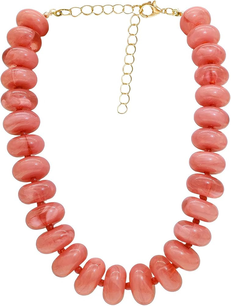Chunky Beaded Necklace for Women Large Big Bead Choker Necklaces Trendy Boho Bold Beads Statement... | Amazon (US)