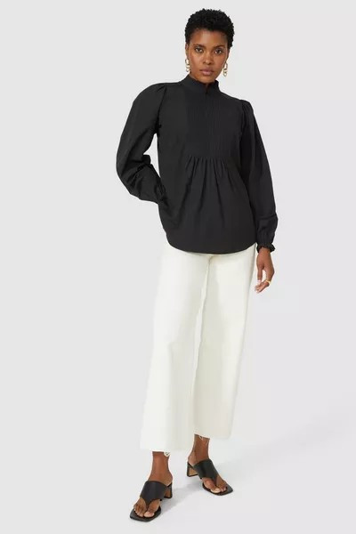 Long Sleeve Zip Detail Ruffle Blouse | Debenhams UK