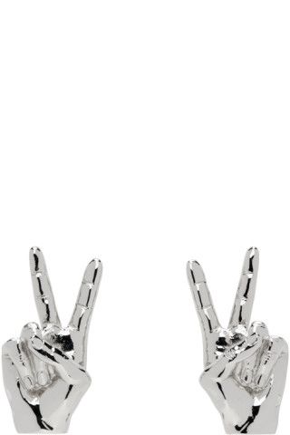 Silver Mini Peace Earrings | SSENSE