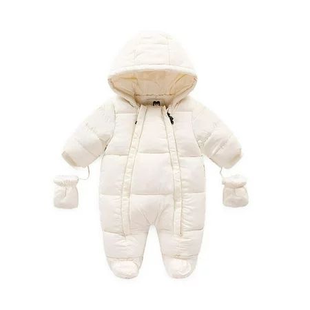 Wassery Baby Girls Boys Snowsuit Zipper Down Jumpsuit with Gloves Winter Romper | Walmart (US)