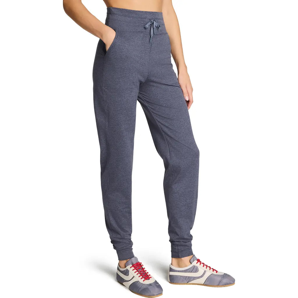 SPANX® SoftStretch Slim High Waist Drawstring Joggers in Dark Pewter at Nordstrom, Size Medium | Nordstrom