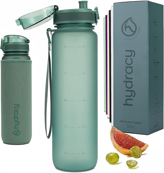 Hydracy Water Bottle with Time Marker -Large BPA Free Water Bottle & No Sweat Sleeve -Leak Proof ... | Amazon (US)
