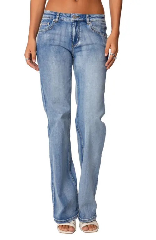 EDIKTED Low Rise Bootcut Jeans in Blue-Washed at Nordstrom, Size Small | Nordstrom