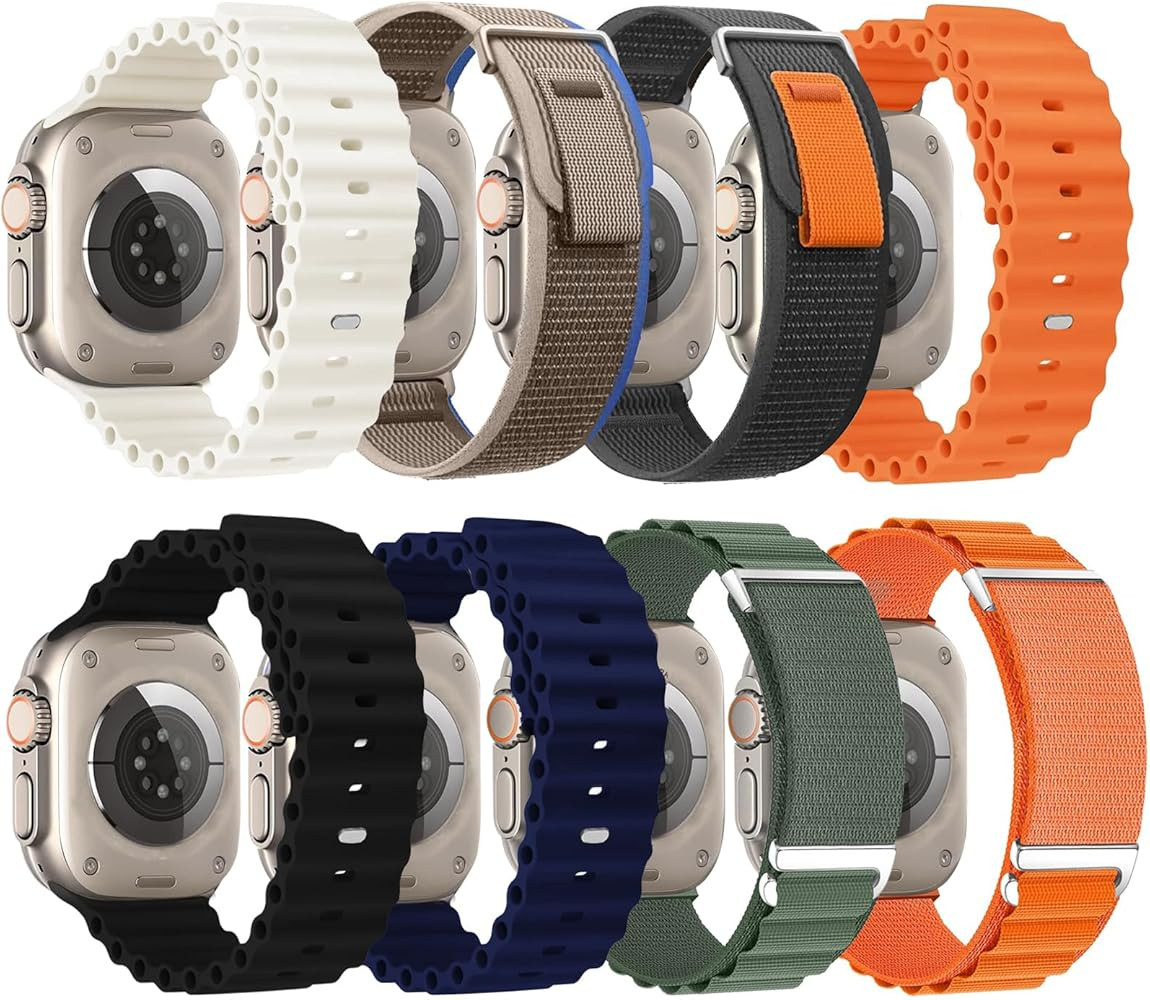 omee 8 Pack Compatible with Apple-Watch-Ultra-Band 49mm 46mm 45mm 44mm for Men Women,Breathable T... | Amazon (US)