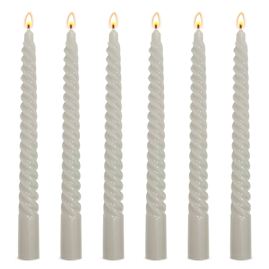 6 Pack 10 Inch Light Grey Spiral Taper Candles for Celebrations and Religious Ceremonies, Unscent... | Amazon (US)