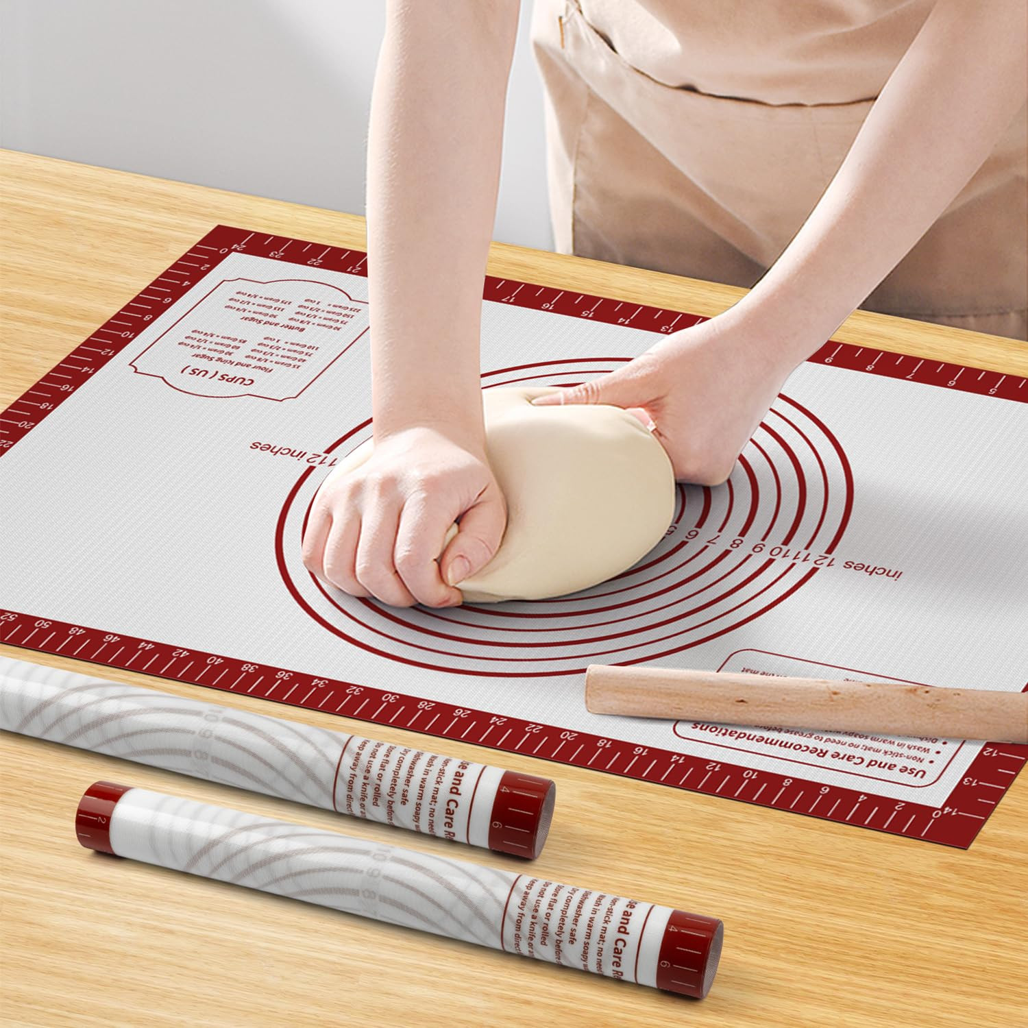 Silicone Baking Mat, Non Stick Pastry Mat Sheet for Dough Rolling, Nonslip Fondant/Pie Crust Mat,... | Amazon (US)