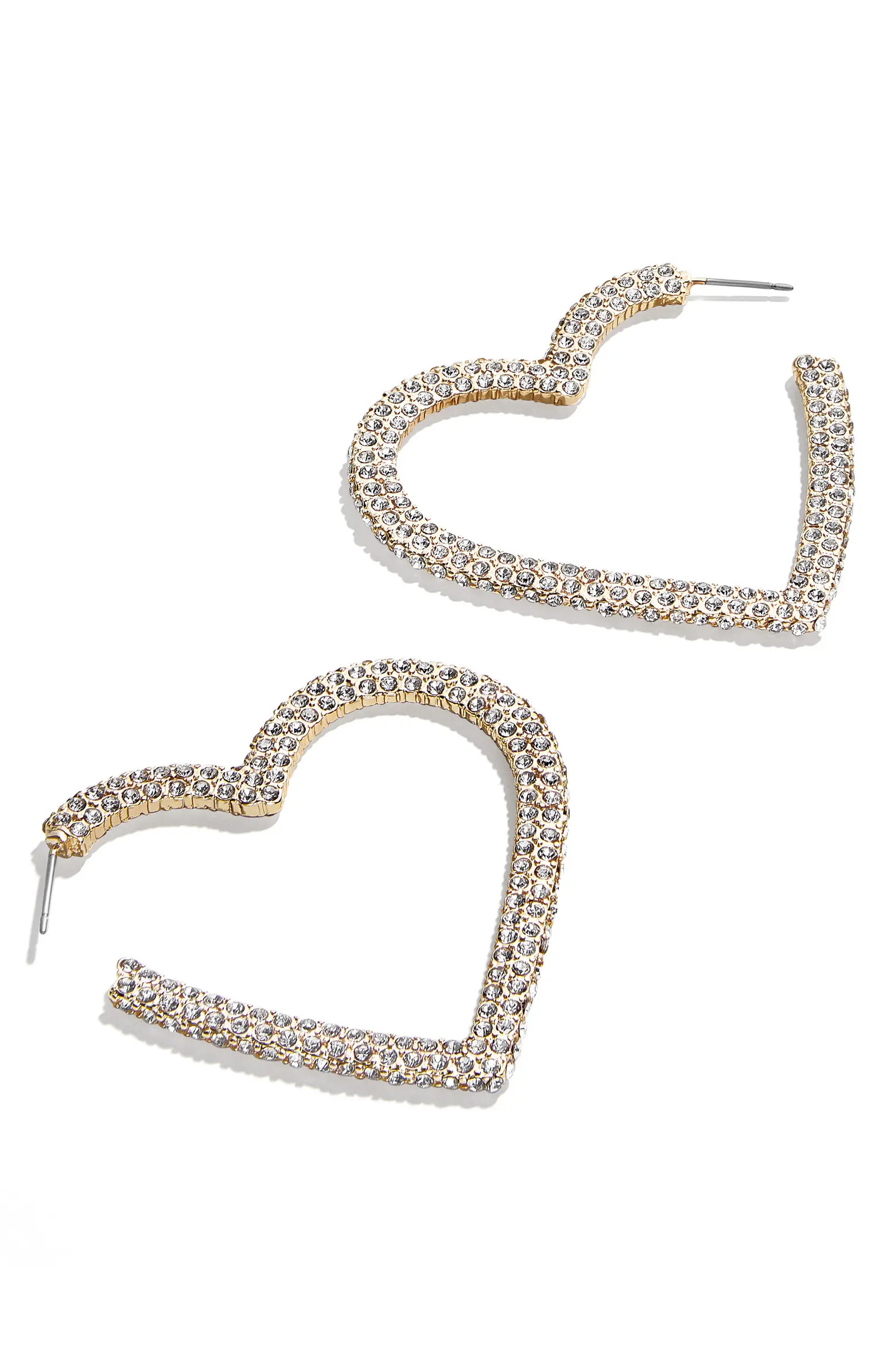 BaubleBar Jocelyn Pavé Heart Hoop Earrings | Nordstrom | Nordstrom
