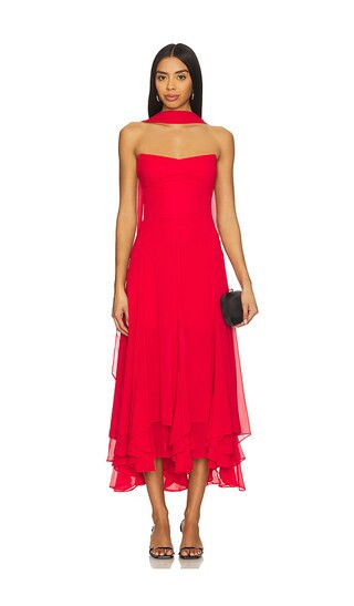 Amanda Uprichard Monterey Dress With Scarf in Red. - size L | Revolve Clothing (Global)