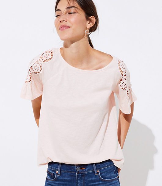 LOFT Lace Sleeve Tee | LOFT