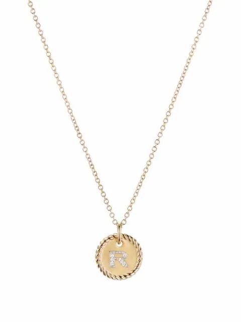 18kt yellow gold Initial R diamond charm necklace | Farfetch (US)