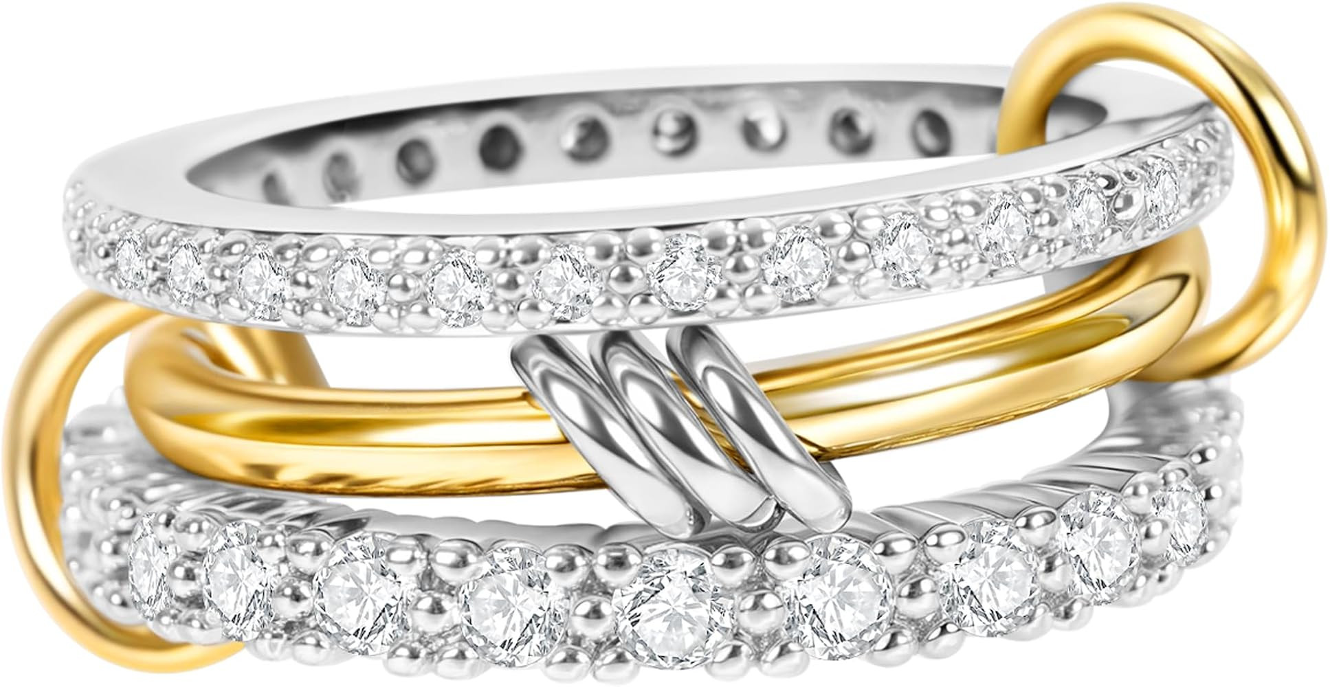 Verfimaci Dainty Gold Stackable Rings for Women,Chunky Stackable Cubic Zirconia Rings Set Non Tar... | Amazon (US)