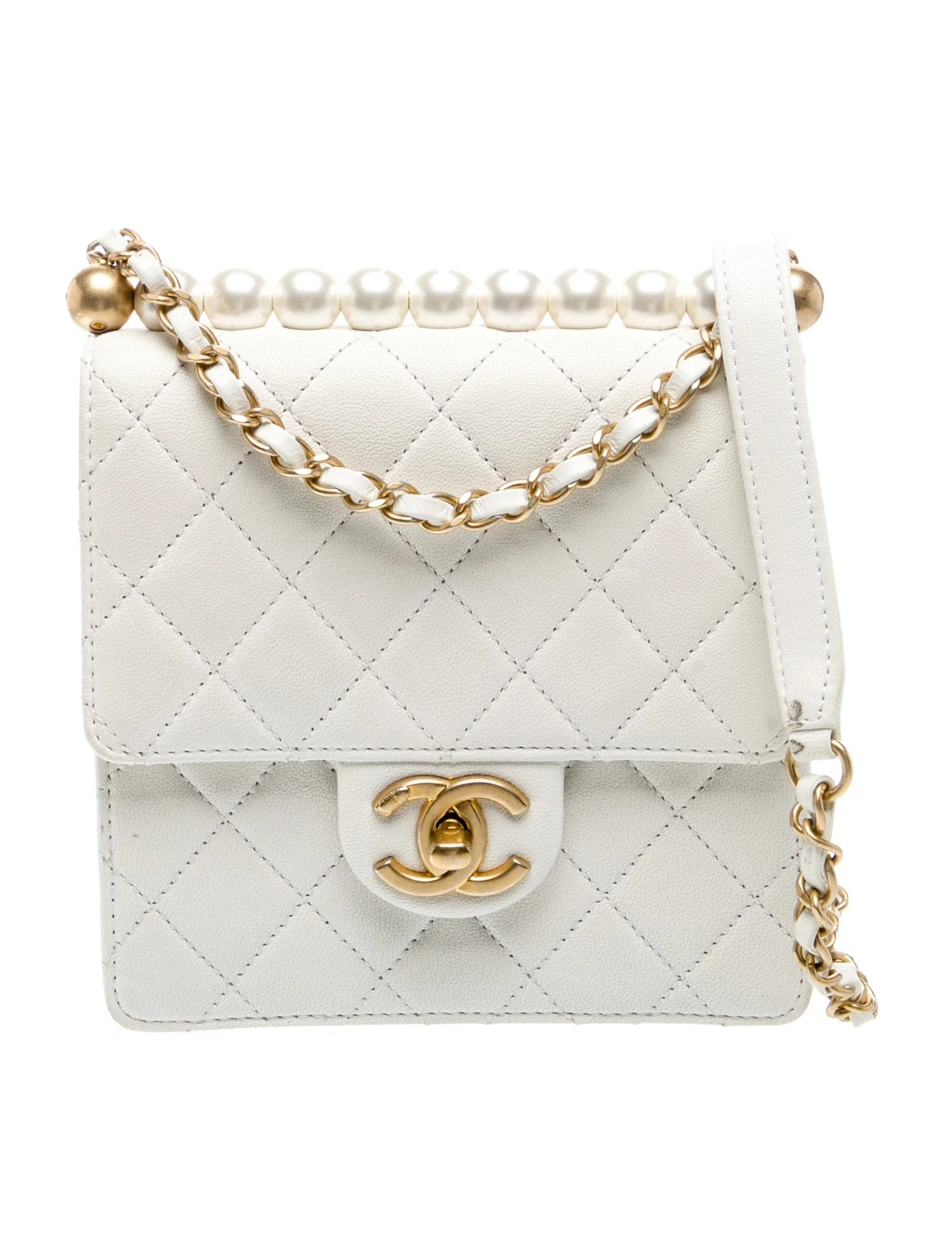 Chanel Small Chic Pearl Flap Bag - White Crossbody Bags, Handbags - CHA1368840 | The RealReal | The RealReal
