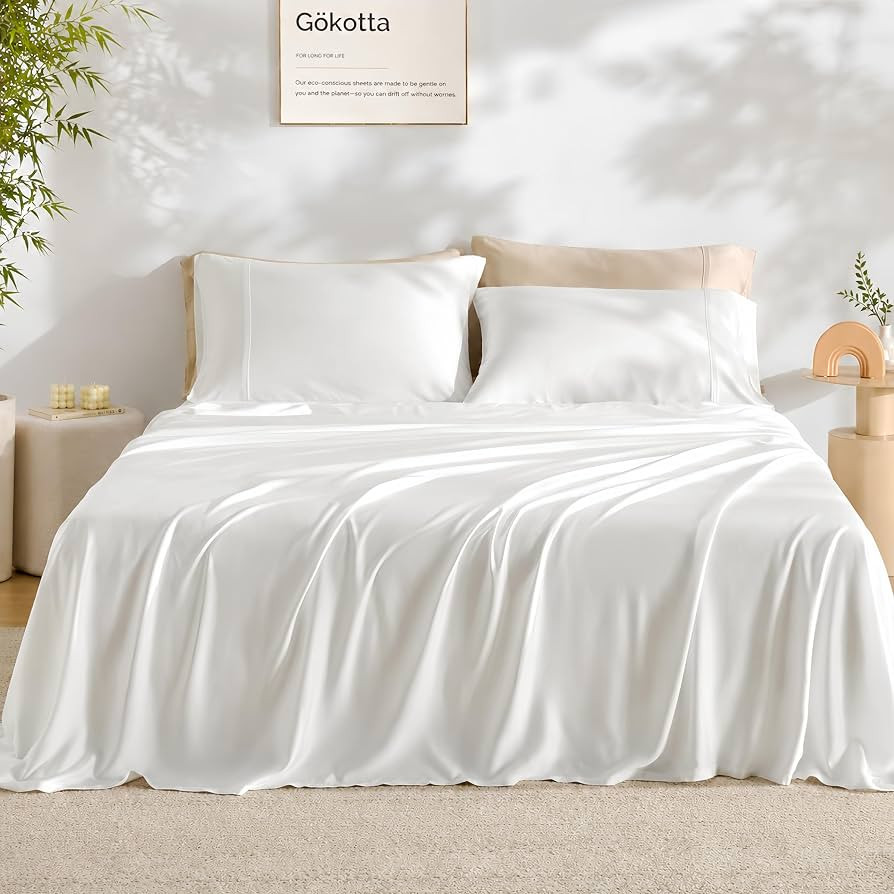 GOKOTTA Queen Size Bed Sheets 4 Piece Set, FSC® Certified Rayon Derived from Bamboo, Luxury Brea... | Amazon (US)