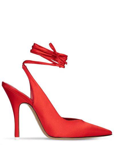 The Attico - 105mm venus satin lace-up pumps - Coral | Luisaviaroma | Luisaviaroma
