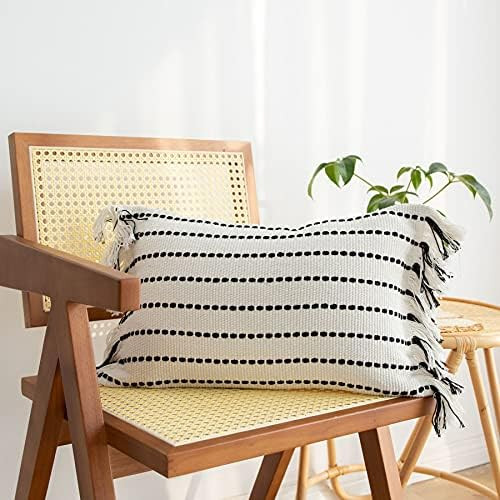 LIGICKY Decorative Boho Lumbar Tassel Throw Pillow Covers Rectangle Woven Cotton Cushion Cover St... | Amazon (CA)