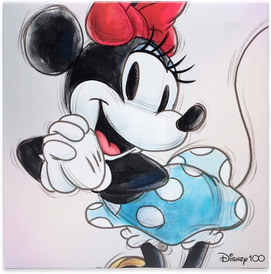 Open Road Brands Disney 100th Anniversary Minnie Mouse Sketch Gallery Wrapped Canvas Wall Decor -... | Amazon (US)