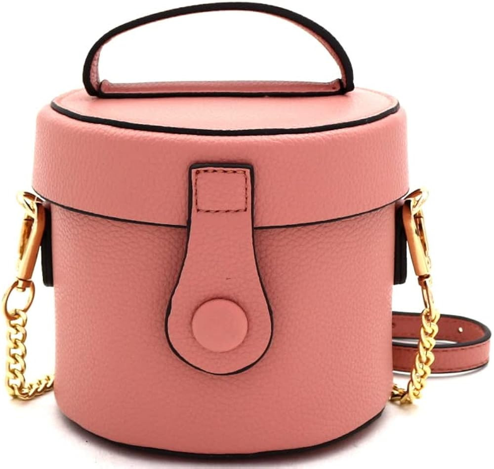 Womens Girls Faux Leather Top-Handle Small Bucket Round Satchel Purse Crossbody Bag | Amazon (US)