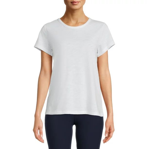 Time and Tru Women's Crewneck Slub Tee with Short Sleeves - Walmart.com | Walmart (US)
