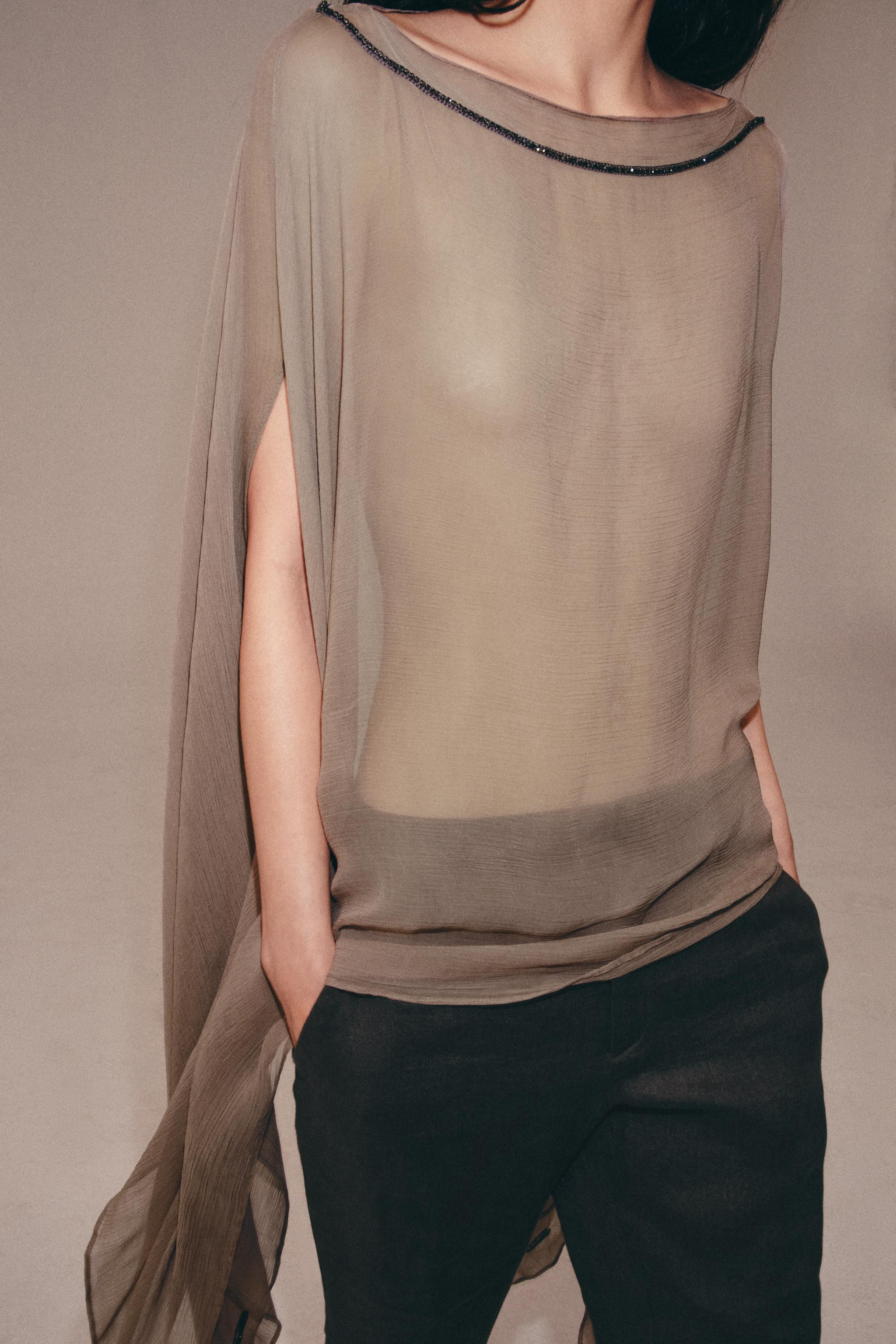 LONG 100% VISCOSE SHIMMER CAPE | Zara US