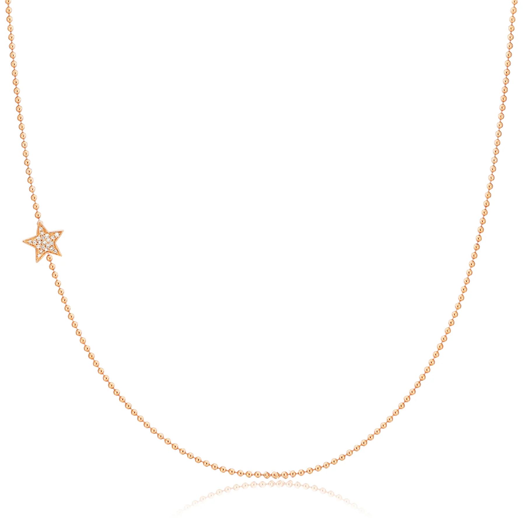 14K GOLD ASYMMETRICAL CHARM NECKLACE - Pavé Star | Maya Brenner