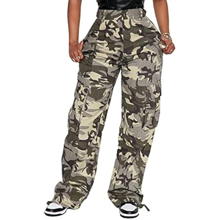 Viatabuna High Waisted Cargo Pants for Women Baggy Y2k Straight Wide Leg Pants with Pockets Stree... | Amazon (US)