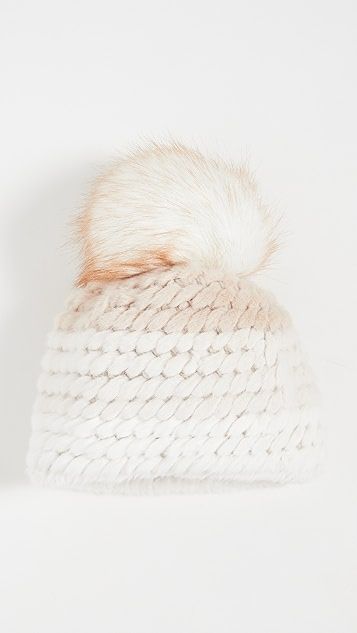 Colorblock Faux Fur Pineapple Hat with Faux Fur Pom | Shopbop