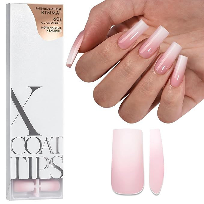 BTArtboxnails XCOATTIPS Ombre Nails - Square Press on Nails Long, 150Pcs Nail Tips Pink White Gra... | Amazon (US)