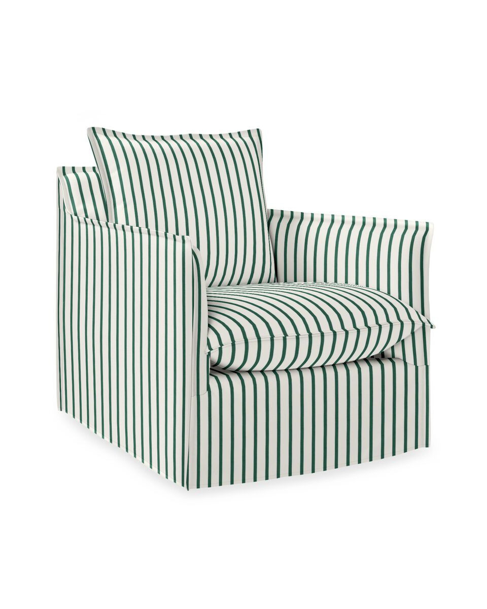 Sundial Outdoor Swivel Chair - Sunbrella® Botanical Green Lido Stripe | Serena and Lily