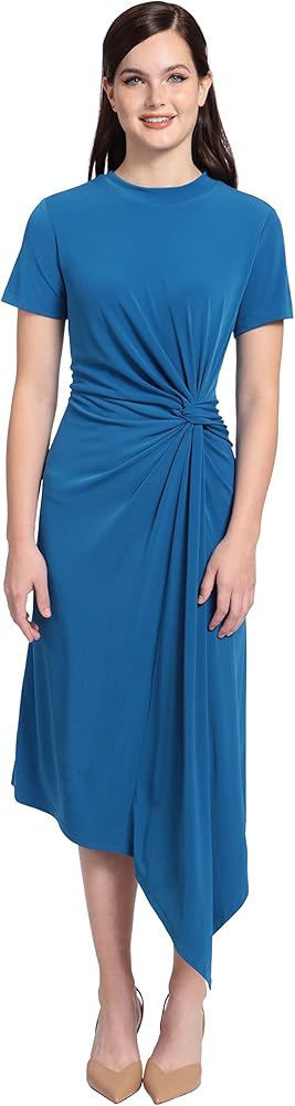 Maggy London Women's Short Sleeve Draped Front Matte Jersey Dress Career Office Workwear Event Oc... | Amazon (US)