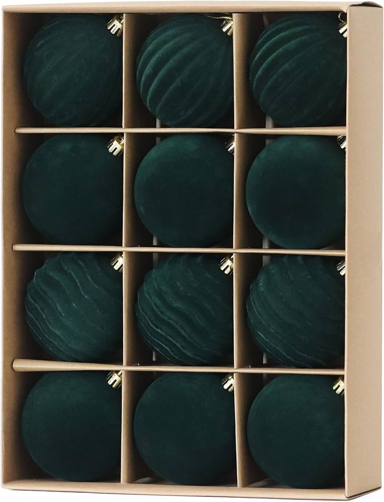 3.15inch Velvet Christmas Ornaments for Xmas Tree, 12 pcs Flocked Christmas Balls Set Assortment ... | Amazon (CA)