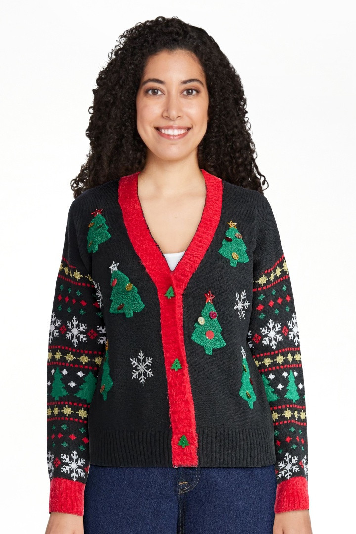 Cárdigan Navideño con Botones Delanteros Embellecidos para Mujer de Holiday Time, Tallas XS-XXX... | Walmart (US)