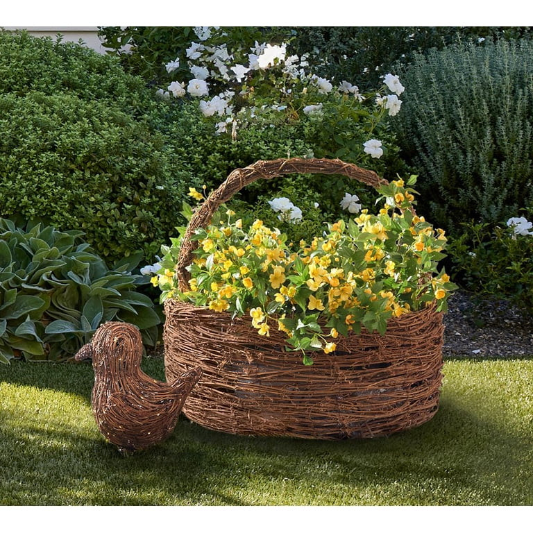 ValHome Lit Rattan Easter Collection Lit Basket Decor - 14" Woven Wicker Easter Basket with Warm ... | Walmart (US)