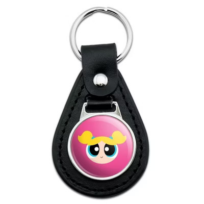 Powerpuff Girls Bubbles Head Black Leather Keychain | Target