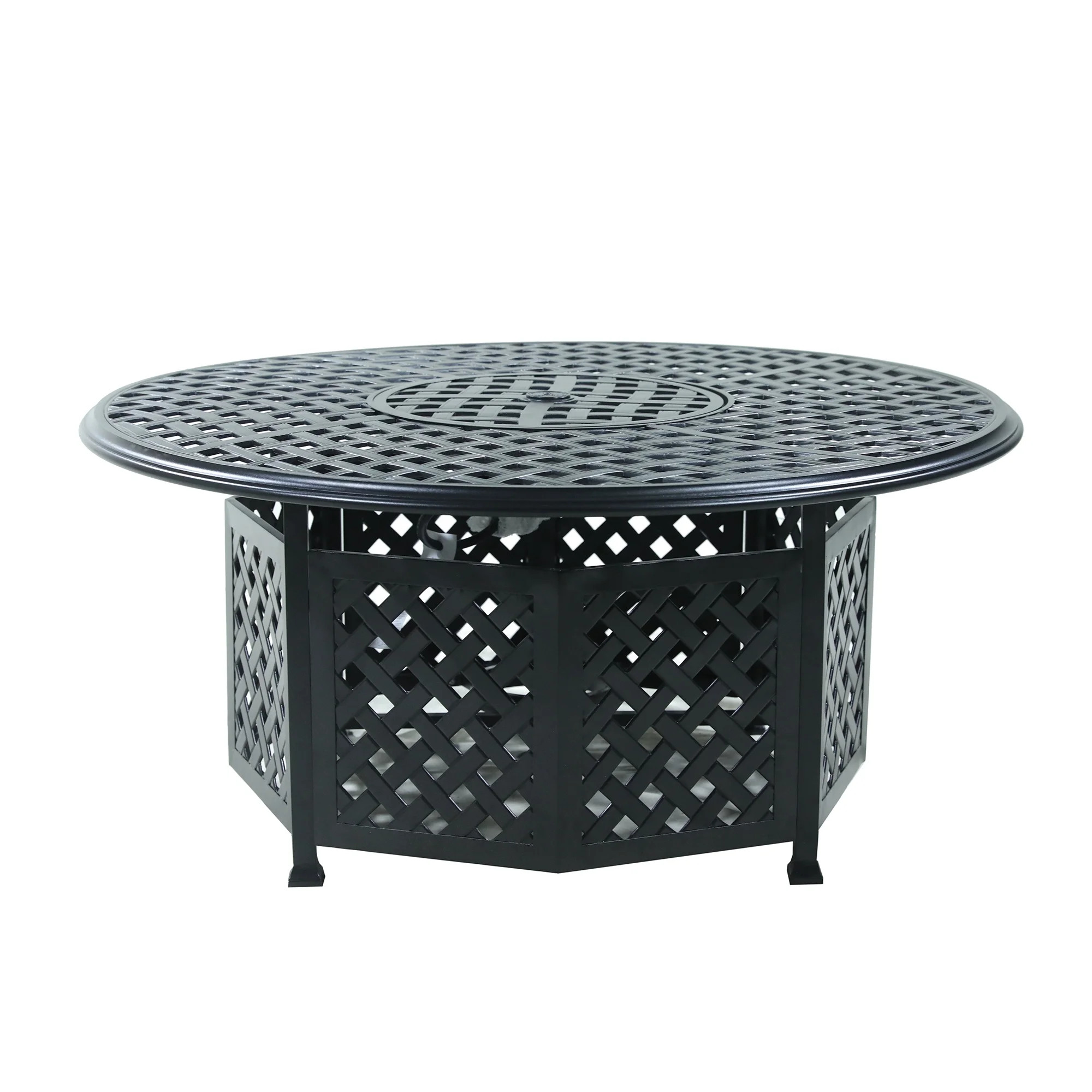 53" Round Aluminum Propane Gas Firepit Table, Espresso Brown | Walmart (US)