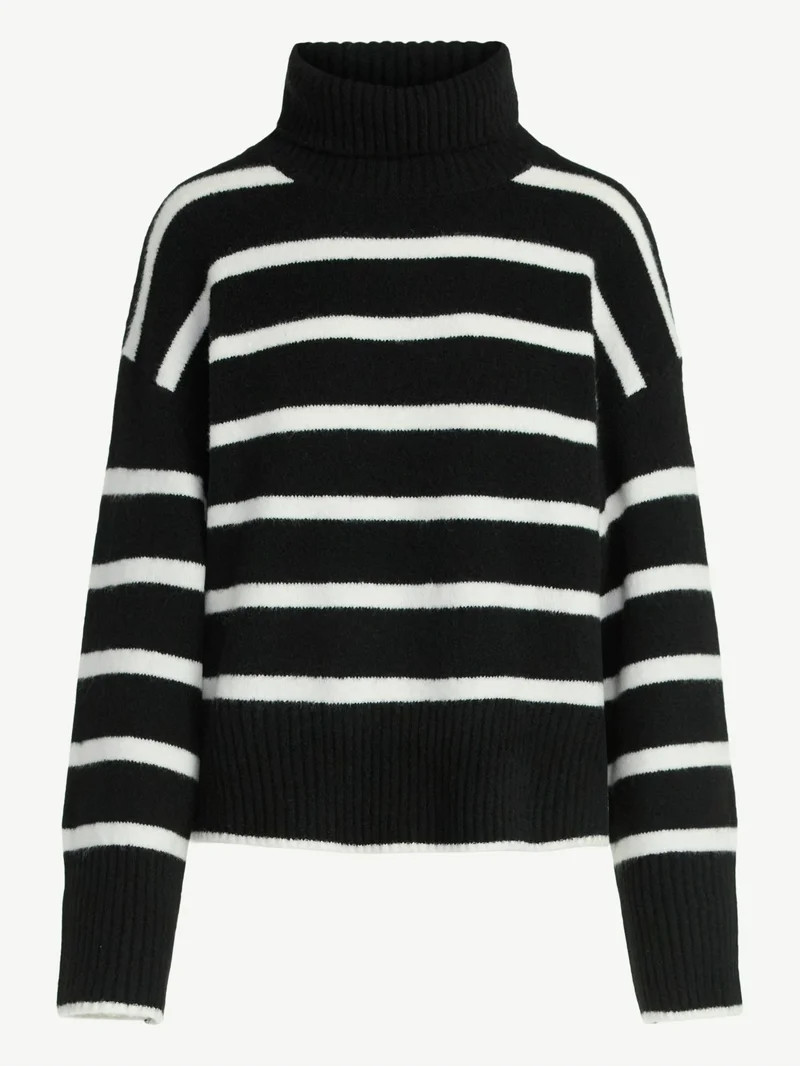 Time and Tru Women's Chunky Turtleneck Pullover Sweater with Long Sleeves, Mid-weight, Sizes XS-X... | Walmart (US)