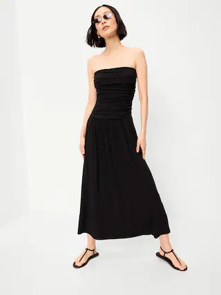 Fit & Flare Drop-Waist Maxi Tube Dress | Old Navy (US)