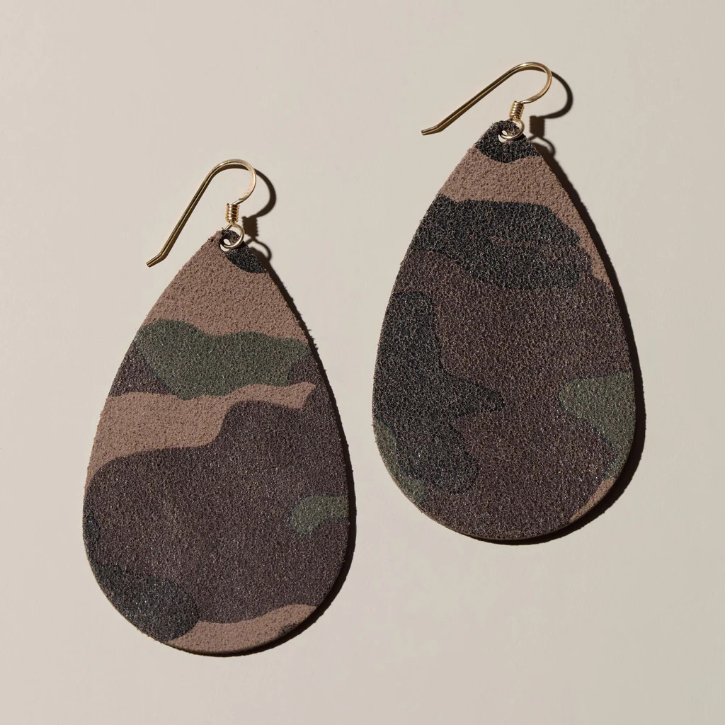 Camo Suede Teardrops | Nickel and Suede