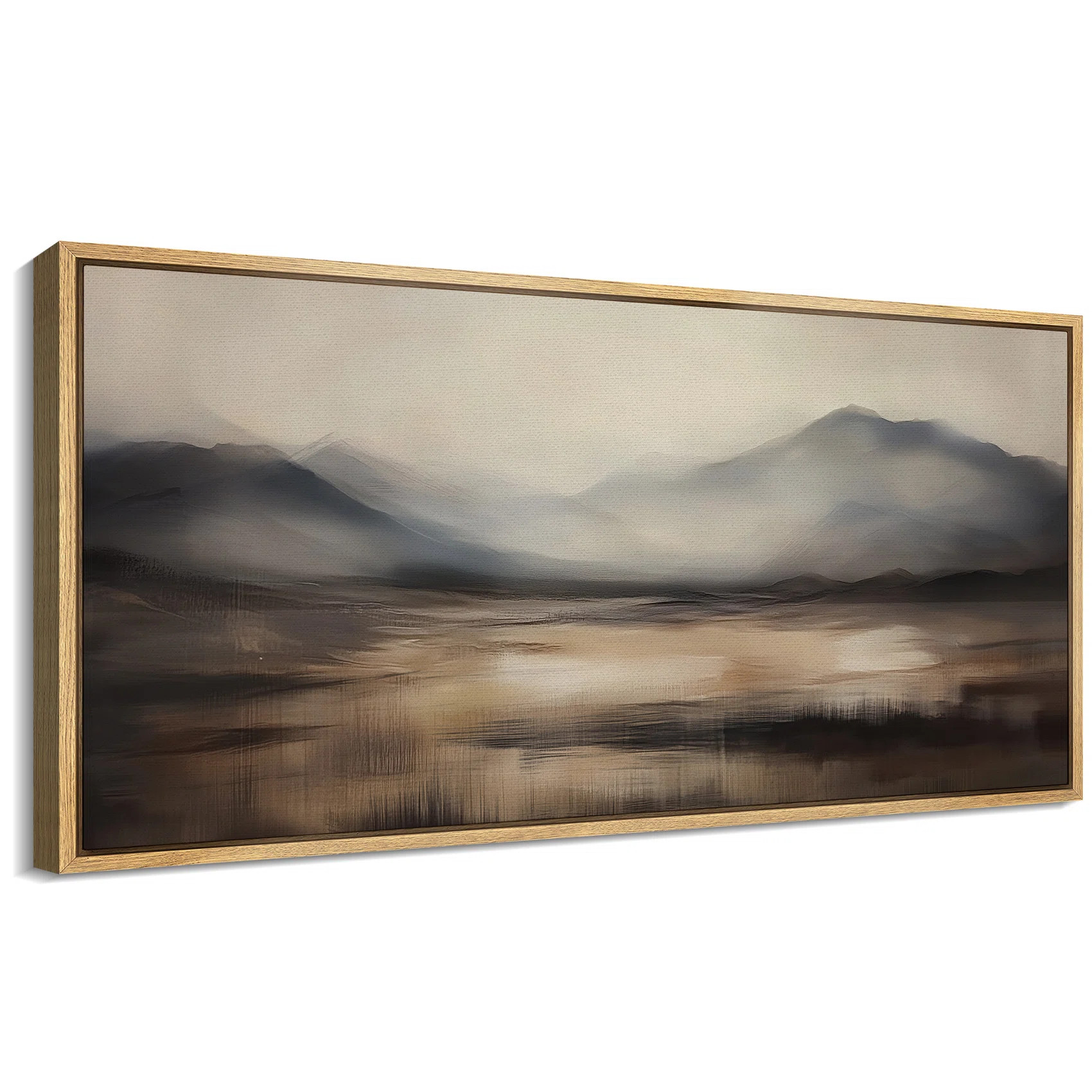 Neutral Brown Artwork, Abstract Mountain Landscape Wall Pictures, Giclee Canvas Digital Print Ext... | Wayfair North America
