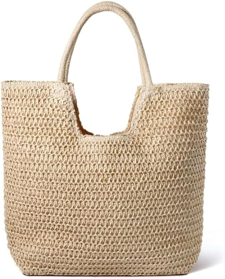 Hommtina Straw Beach Bag - Womens Crossbody Shoulder Vacation Purse for Summer | Amazon (US)