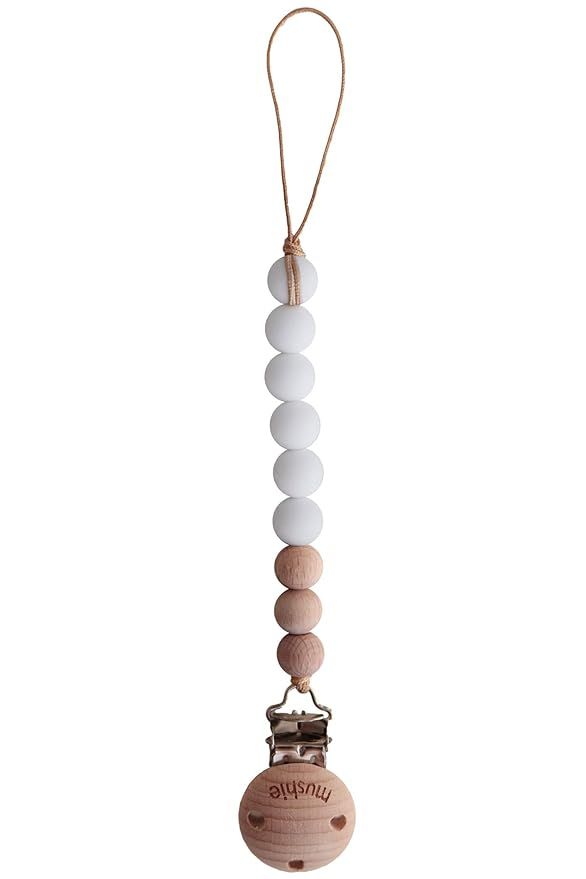mushie Pacifier Clip Holder | Cleo (White) | Amazon (US)