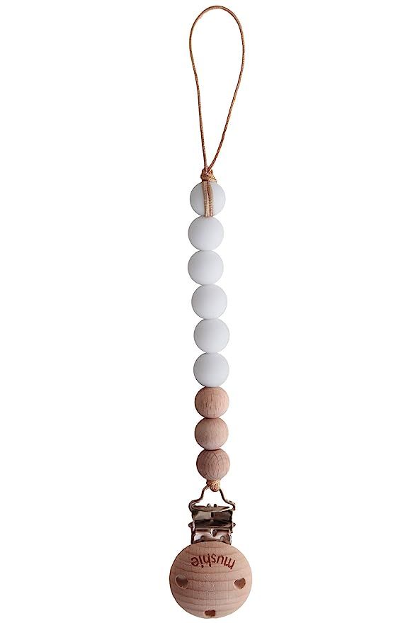 mushie Pacifier Clip Holder | Cleo (White) | Amazon (US)