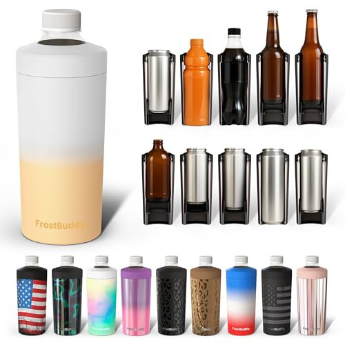 Frost Buddy Universal XL Can Cooler - Fits All - For 12, 16, 20, and 24 ounce Bottles - Insulated Double-Walled Stainless Steel (Creamsicle) | Amazon (US)