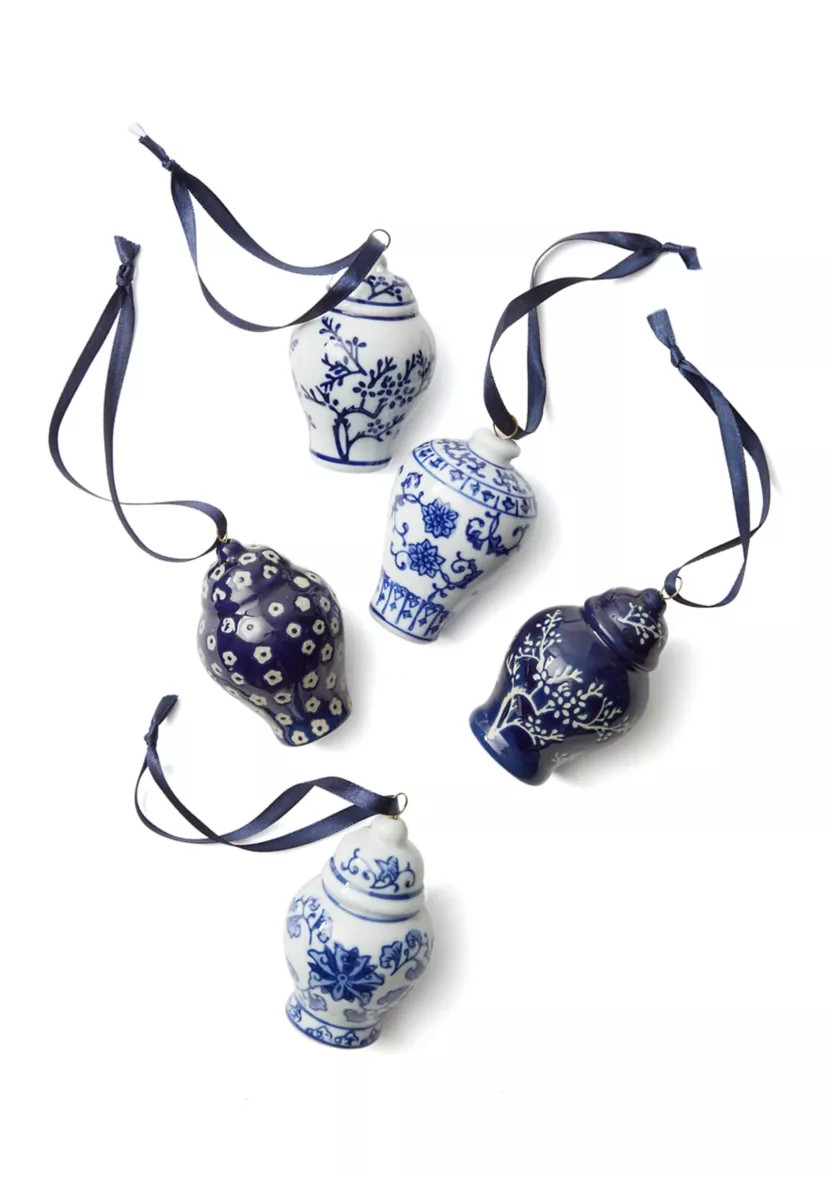 Porcelain Chinoiserie Vase Ornament - Set of 5 | Belk