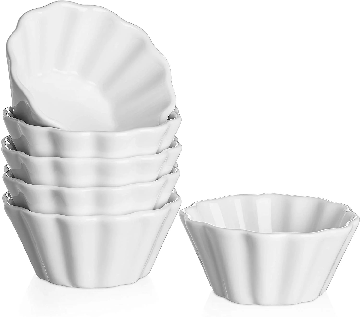 DOWAN Creme Brulee Ramekins 6 Oz Oven Safe, Porcelain Souffle Custard Cups Flower-Shaped Condimen... | Walmart (US)
