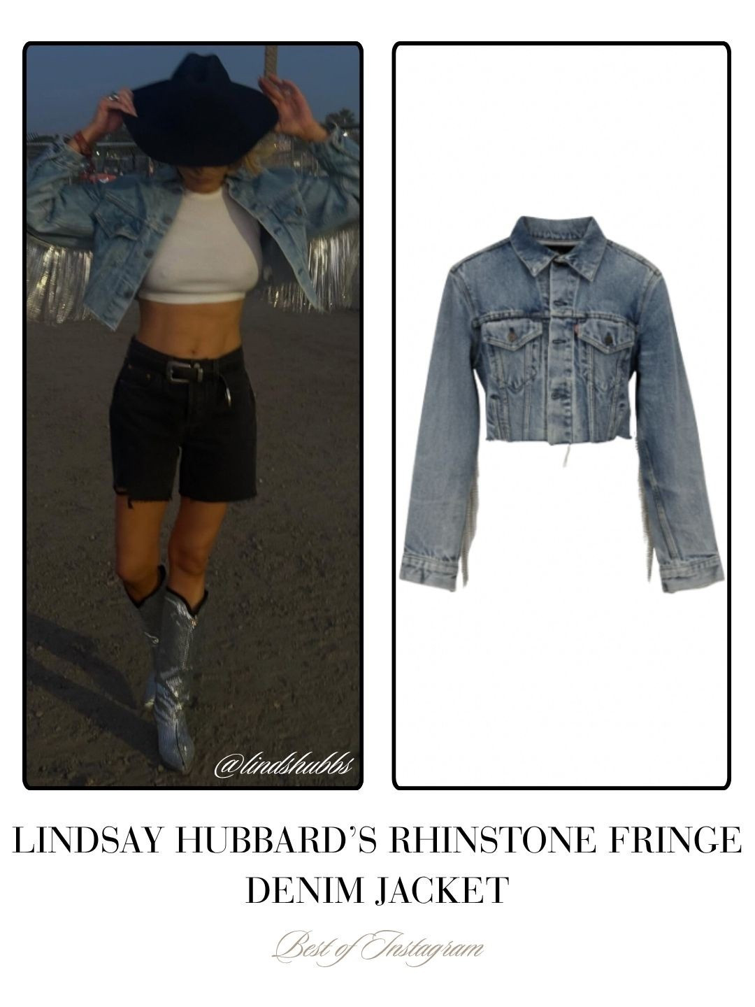 Lindsay Hubbard’s Rhinestone Fringe Denim Jacket 📸 = @lindshubbs 