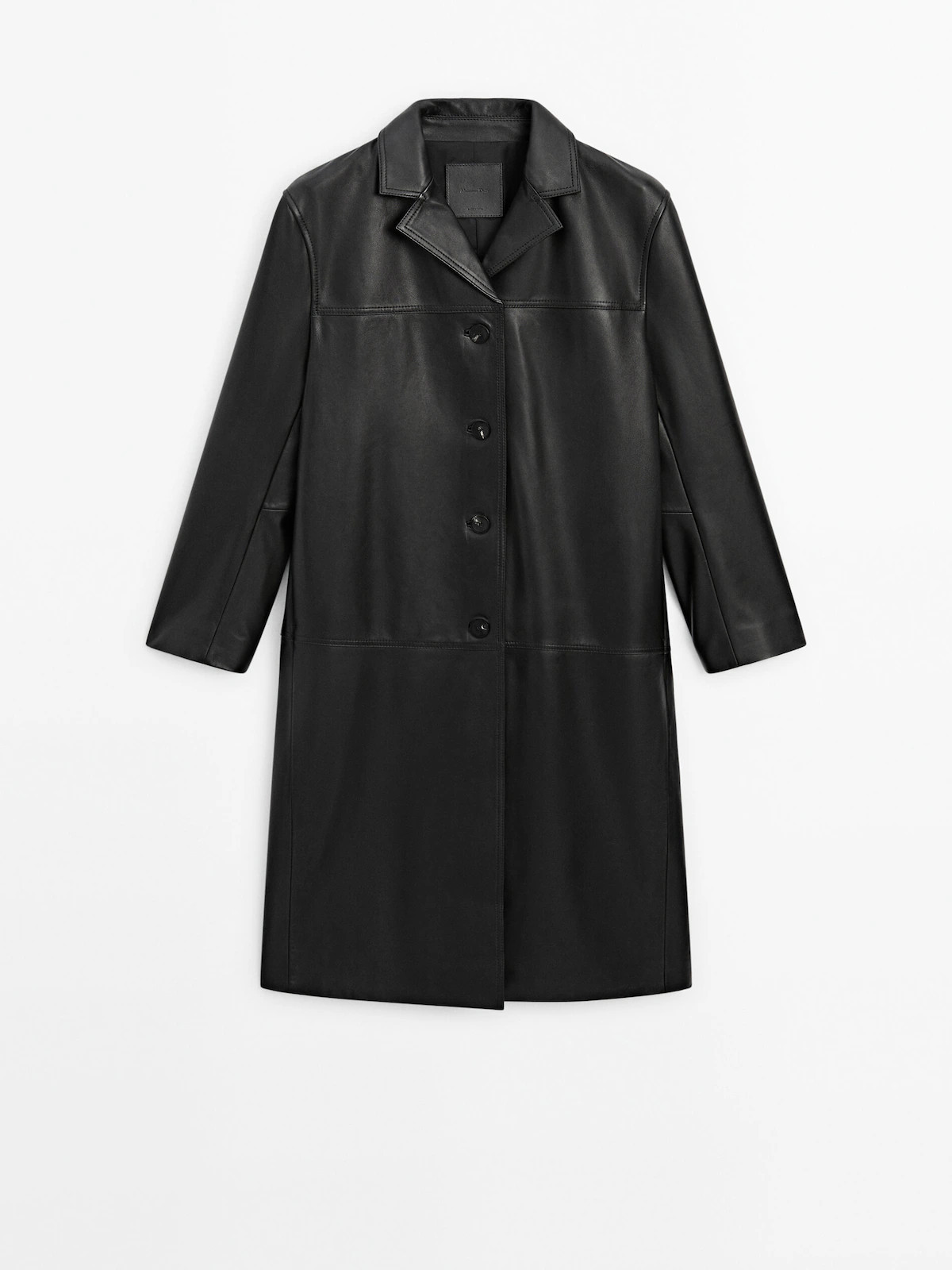 Long straight fit nappa leather coat | Massimo Dutti UK