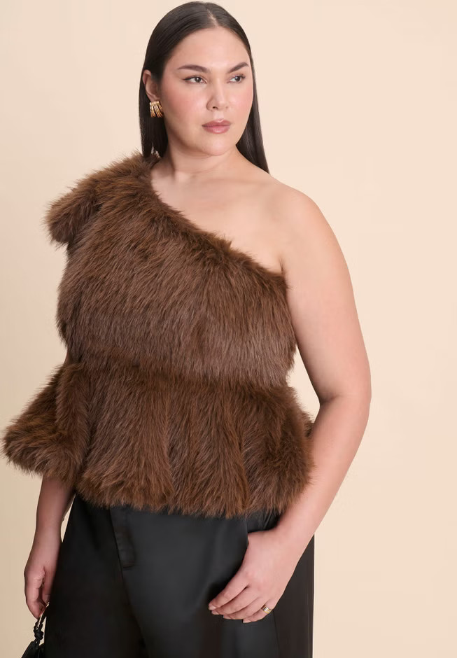 Faux Fur Peplum Top | Eloquii